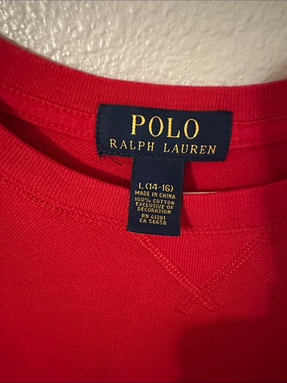 Polo by Ralph Lauren Red Crewneck Sweatshirt with Navy Pony